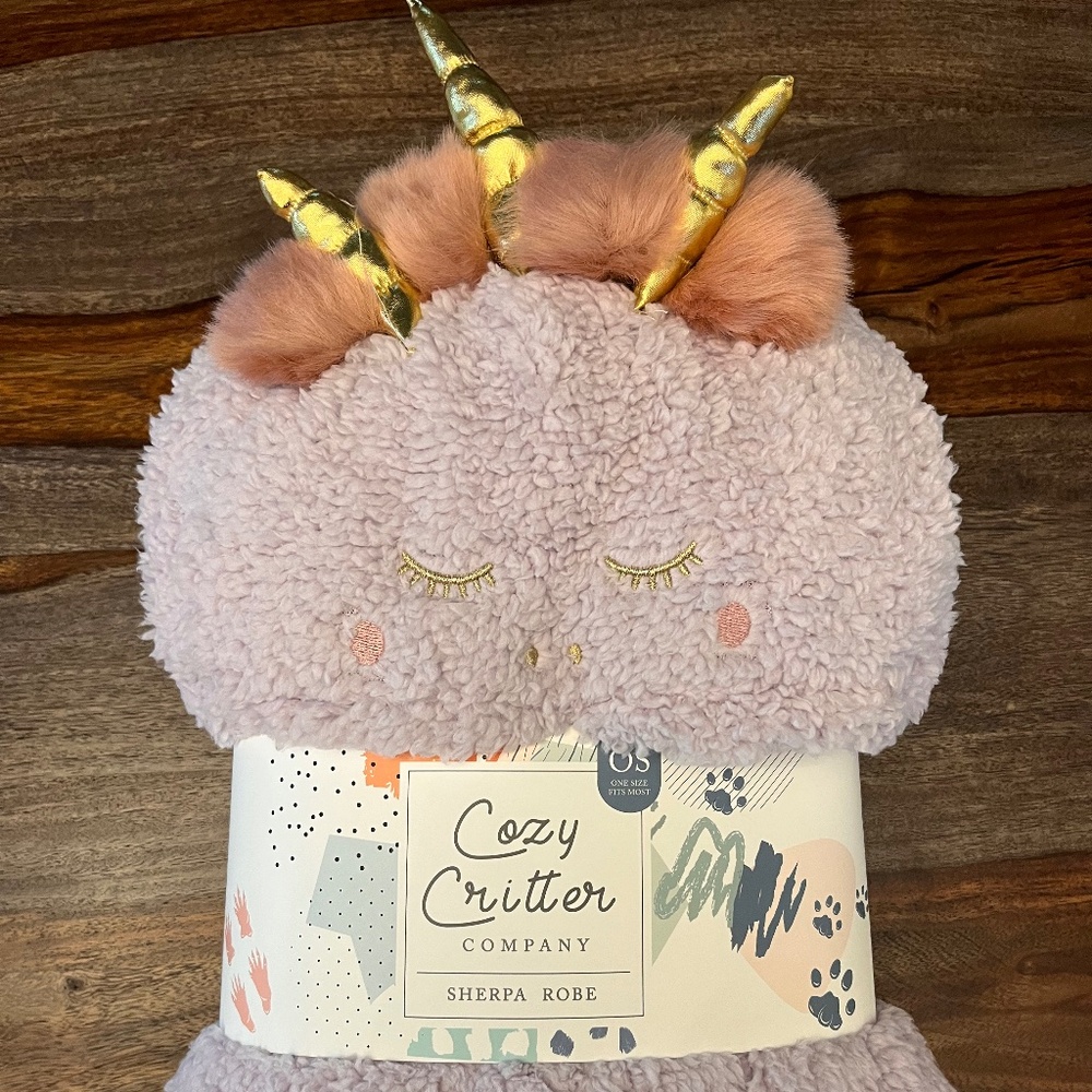Cozy Critters Hooded Sherpa Robe, new,